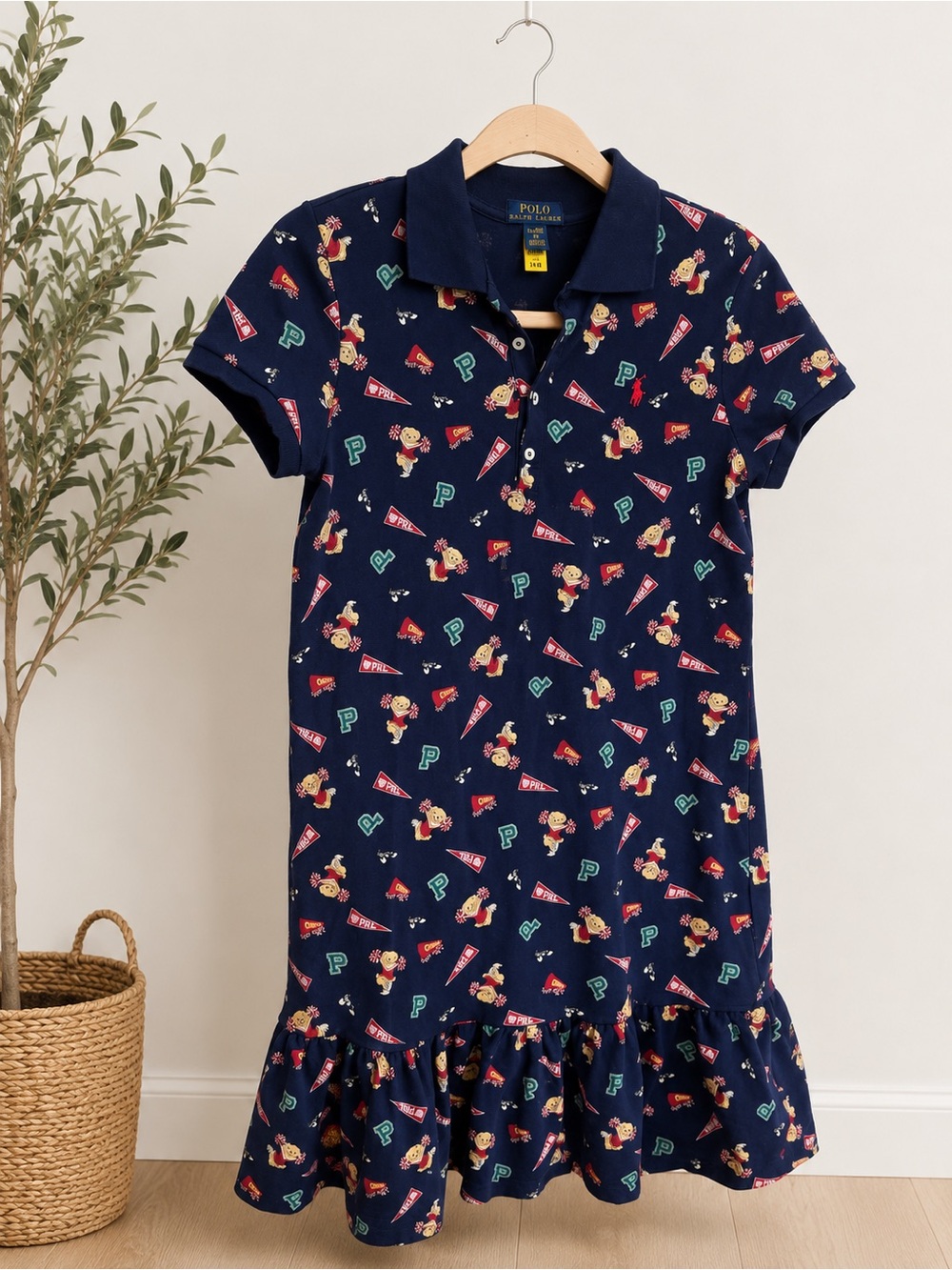 Polo by Ralph Lauren Navy Cheerleader Teddy Bear Polo Shirt